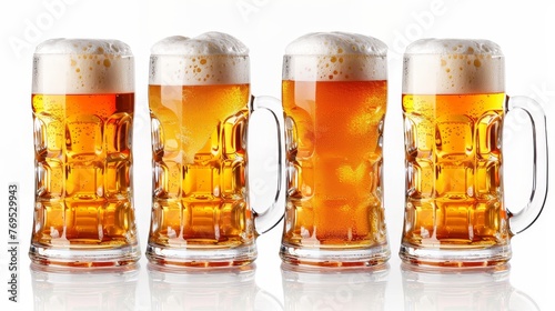 White background with an isolated frosted glass of light beer