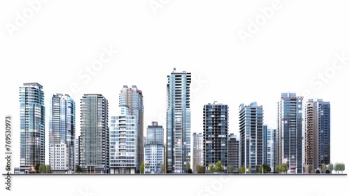 High-rise buildings isolated on a white background.