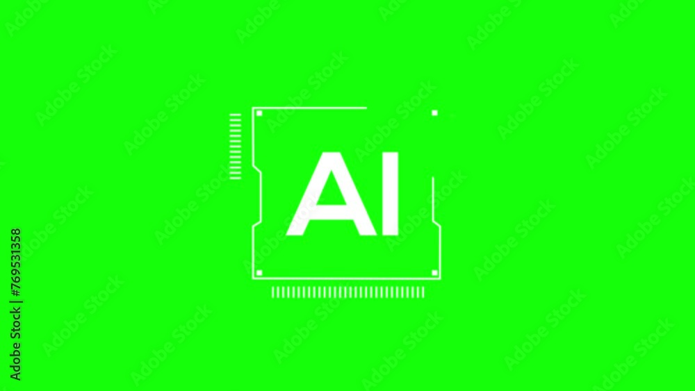 AI Processor Frame white loop Green screen AI Processor Frame white loop Green screen
