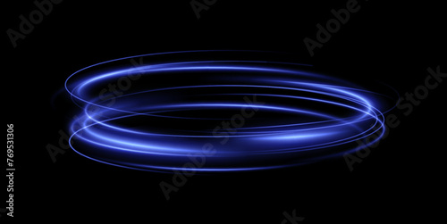 Luminous blue lines png of speed. Light glowing effect png. Abstract motion lines. Light trail wave, fire path trace line, car lights, optic fiber and incandescence curve twirl 