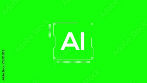 AI Processor Frame white loop Green screen