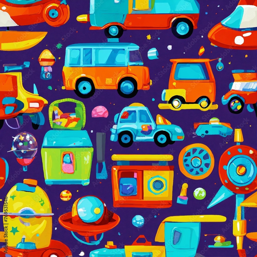 seamless pattern with toys.