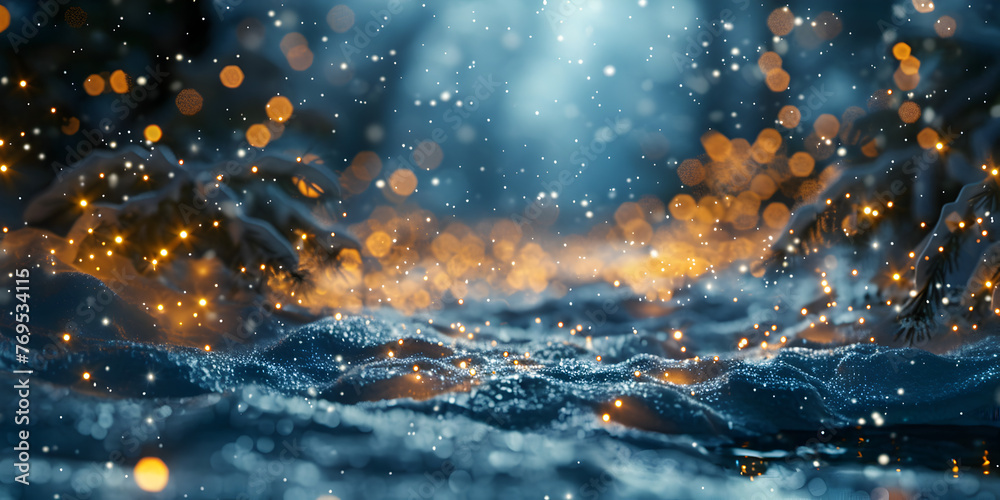  Abstract water background with bokeh defocused lights and splashes.
