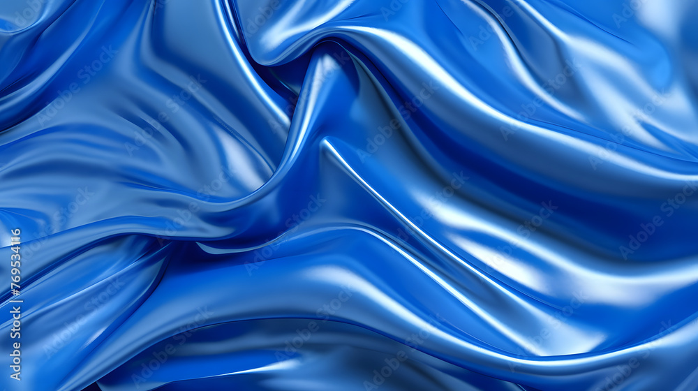 Fototapeta premium Blue liquid metal plastic flow abstract graphic poster web page PPT background