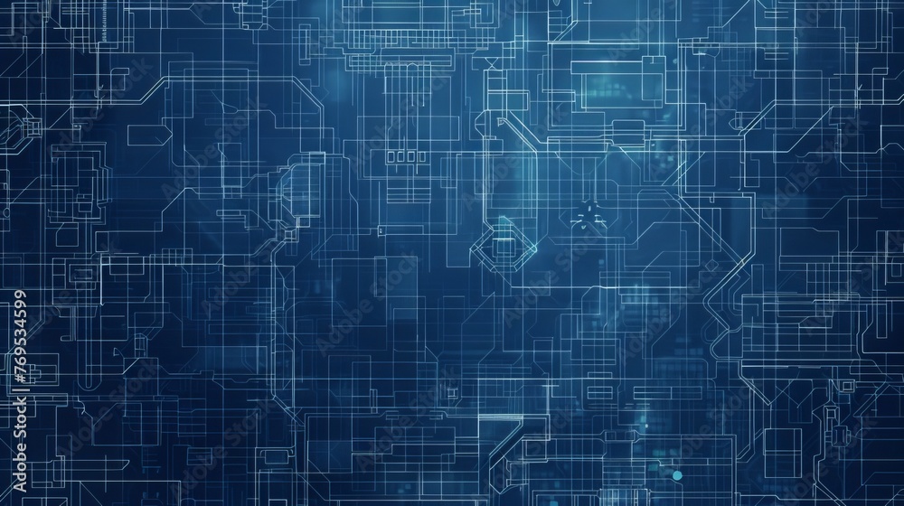 Architecture blueprint background. Blue outlined architecture backdrop. Illustration of a technical industrial concept. 