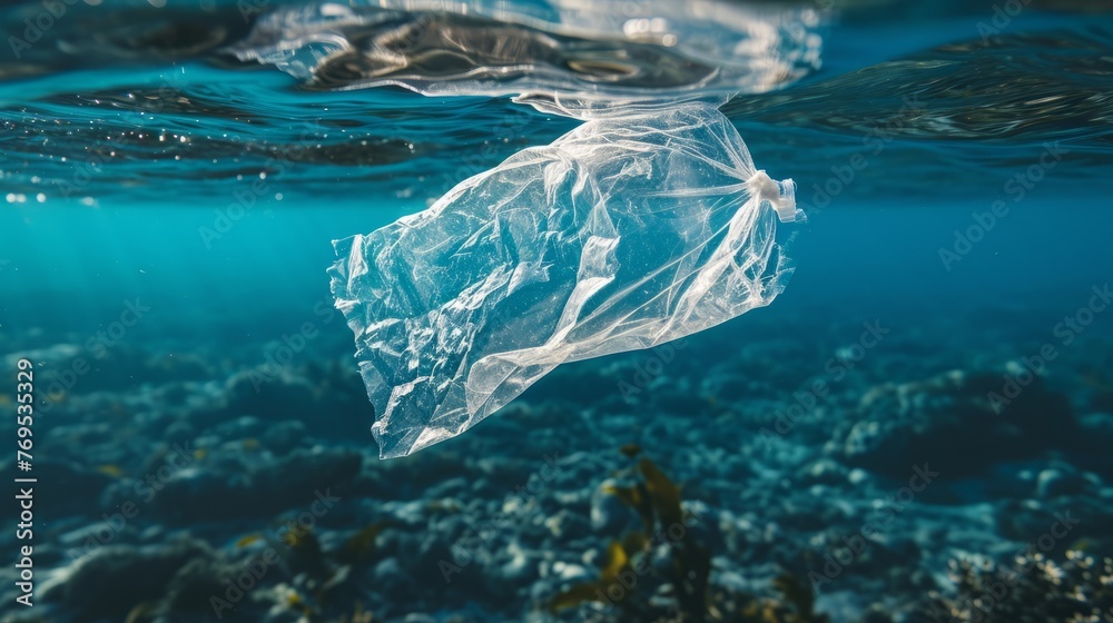 Garbage, plastic in the ocean. - obrazy, fototapety, plakaty 