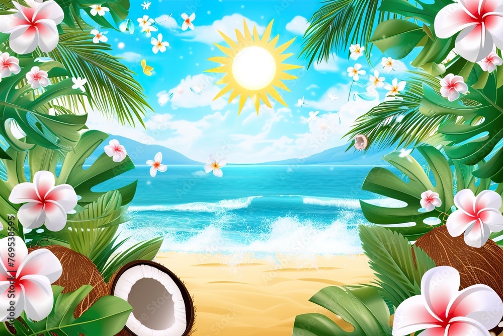 colourful vector realistic background for summer season