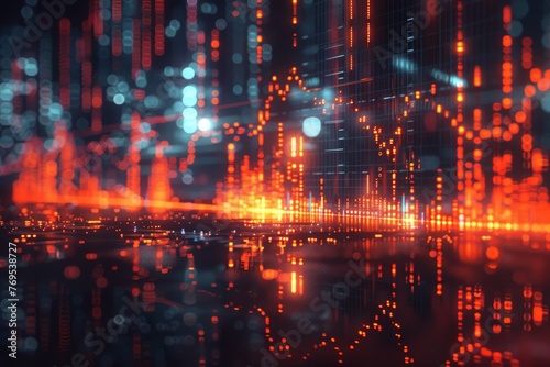 Futuristic Data Stream Visualization with Glowing Lights