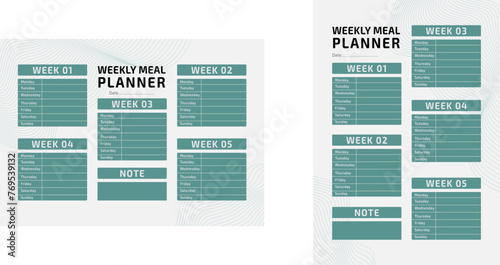A4 Weekly meal planner schedule and diet chart Template. photo