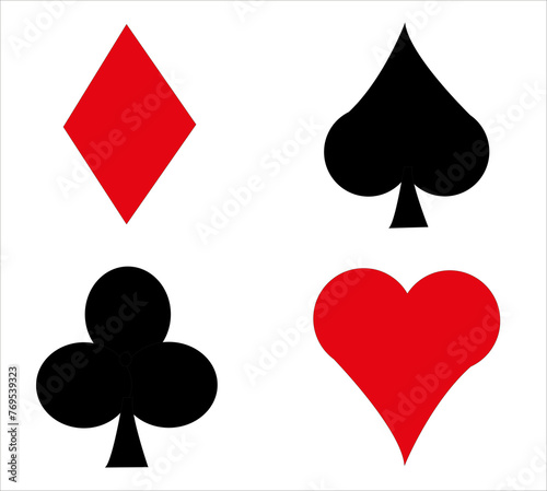 Les quatre motifs de carte à jouer : coeurs, pique, carreau, trèfle 