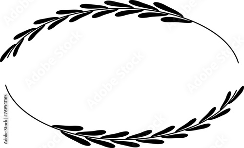 Vector oval border with leaves for award, logo, invitation, nobility