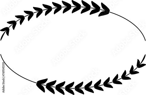 Vector oval border with leaves for award, logo, invitation, nobility