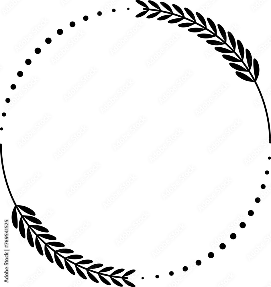 Vector simple decorative frame with leaves and dots Vector simple decorative frame with leaves and dots