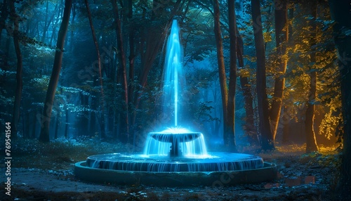 Magical fountain night in the forest © thiraphon