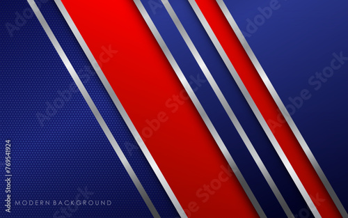 modern background blue red and white color with silver lines