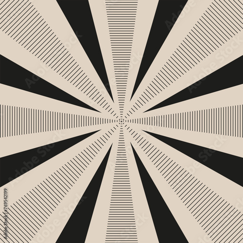 Brutal Circus Tent pattern. Sun beam backdrop in trendy Retro grunge style. Geometry artwork. Vector illustration can used web banner and pillow print. Template postcard cover. EPS 10