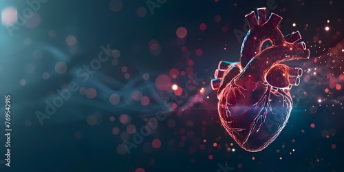 Advanced Technology in Medicine: Heart Hologram Revealing Test Results for Heart Disease and Myocardial Infarction. Concept Advanced Technology, Medicine, Heart Hologram, Heart Disease photo