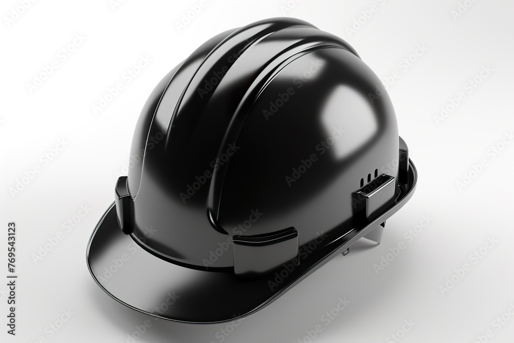 Hard hat black on white background, 3d render Hard hat black on white background, 3d render