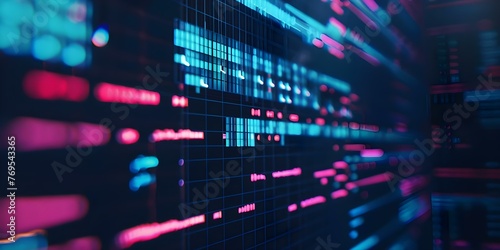 Closeup of computer screen displaying an organized maintenance schedule graph with optimized results. Concept Maintenance Schedule, Computer Screen, Organized Graph, Optimized Results, Closeup Shot