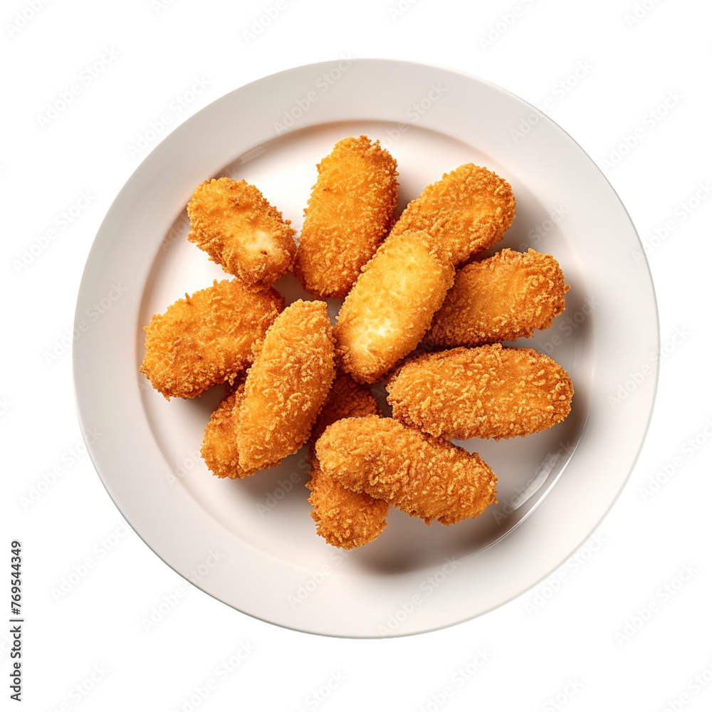 Chicken Nuggets on a Plate isolated on transparent background Chicken Nuggets on a Plate isolated on transparent background