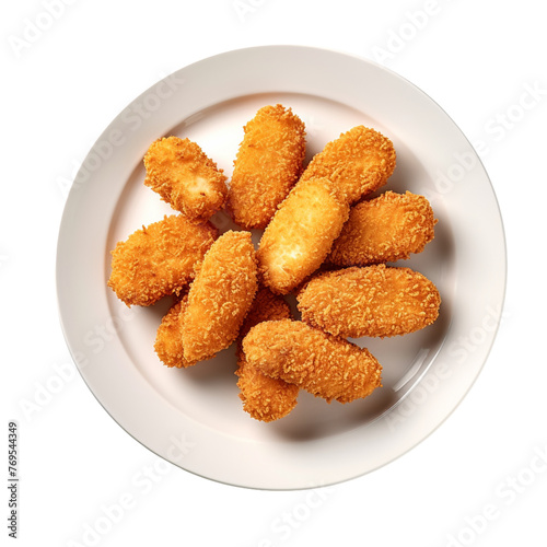 Chicken Nuggets on a Plate isolated on transparent background