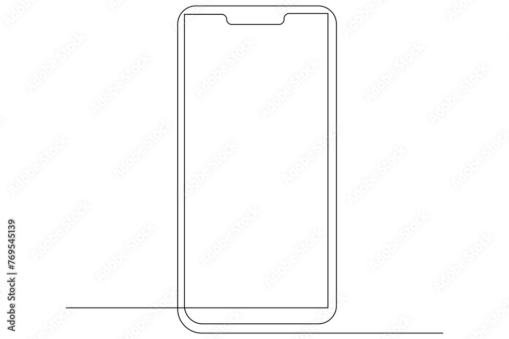 Continuous one line art smartphone touch screen gadget modern technology design outline vector illustration Continuous one line art smartphone touch screen gadget modern technology design outline vector illustration
