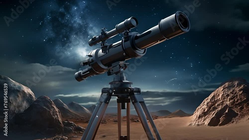 Astronomical telescope for observing stars, planets, Moon, celestial objects in the sky

 photo