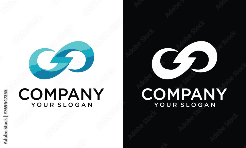 Fototapeta premium Infinity Electric Plug Logo Template With Business Card Design Inspiration