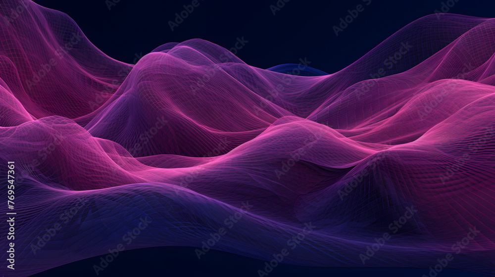 Fototapeta premium Digital purple blue linear mountain horizontal version poster wallpaper web page PPT background