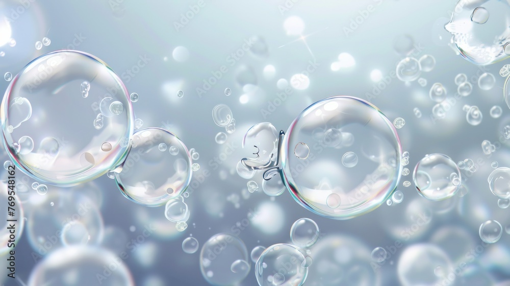 A vector illustration showcasing air bubbles suspended in a transparent liquid