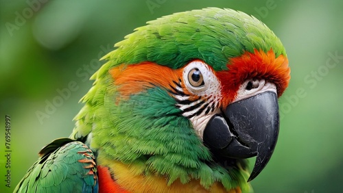 Detailed Portrait of a Harlequin Macaw