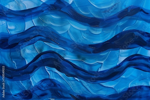 blue acrylic wave patterns on canvas © primopiano