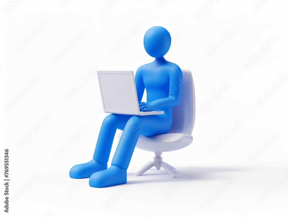3d icon of man with computer or laptop 3d icon of man with computer or laptop