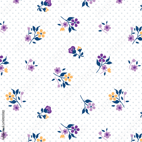 Little cute flowers pattern in Polka dot