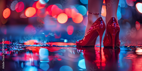 Beautiful woman legs in high heel shoes on the road close up photo of woman's legs in high heels generative aixa photo