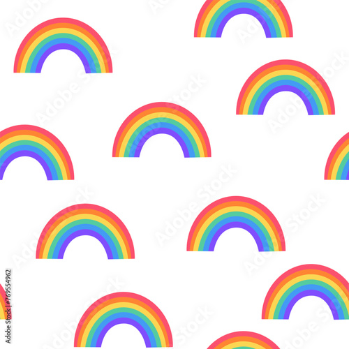 LGBT seamless pattern. Symbol of the LGBT community. LGBT pride or Rainbow elements. LGBT flag or Rainbow flag. Hand drawn vector illustration © PawLoveArt