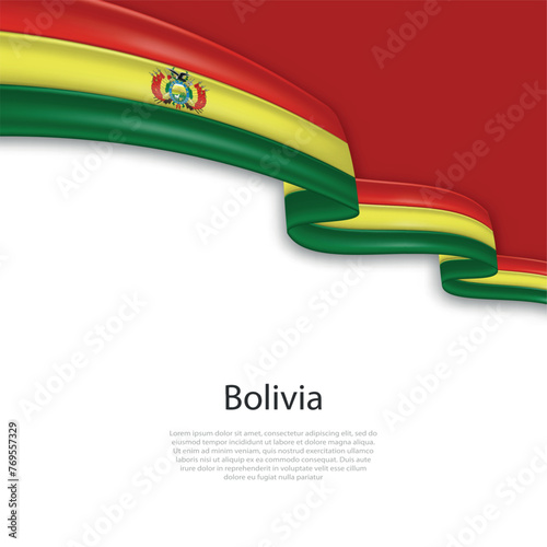 Waving ribbon with flag of Bolivia