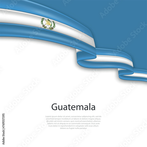 Waving ribbon with flag of Guatemala