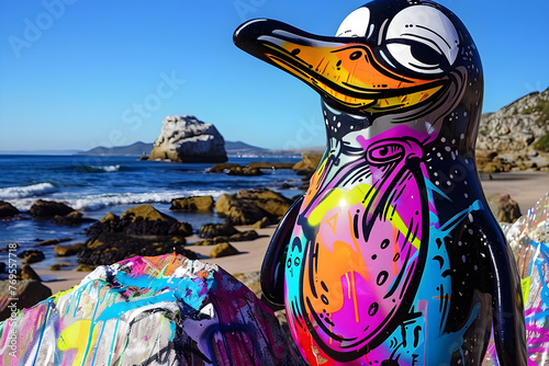 funny penguin  graffiti on the wall © Patrick