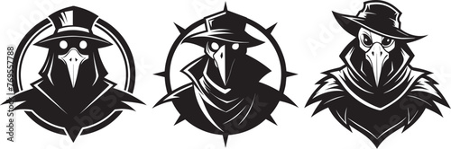 A set of plague doctors. Hand drawn vector illustration