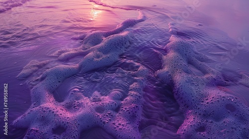 Purple sand swirls around devil's hand, mystical, dawn light, photo