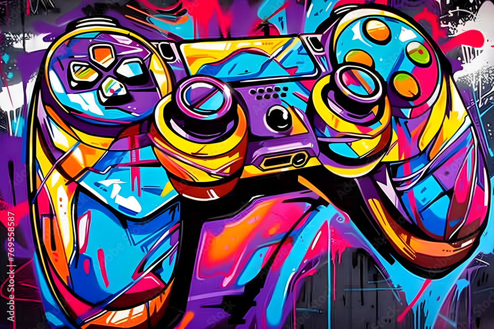graffiti on the wall with game controller