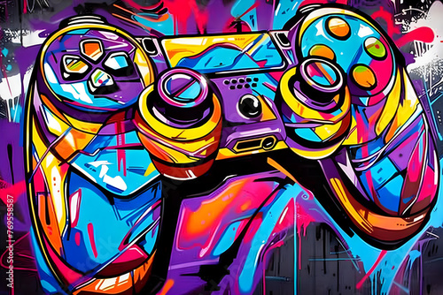 graffiti on the wall with game controller