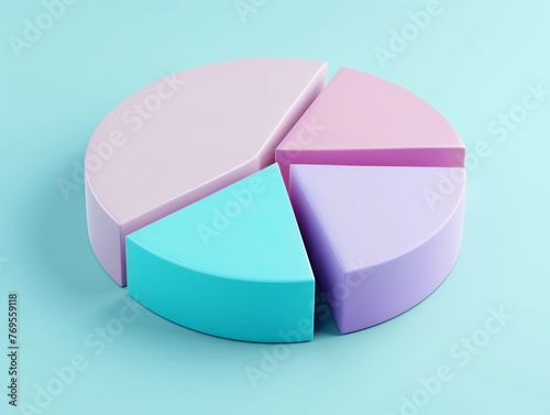 A simplistic pastel-colored pie chart showcasing segments in soft tones, isolated on a light blue background.