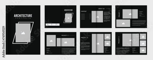 Architecture portfolio presentation, architecture portfolio layout design template for print, a4 size booklet template for architecture and interior design.