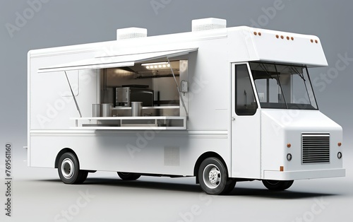 Obraz na płótnie White food truck Takeaway food and drinks w salonie
