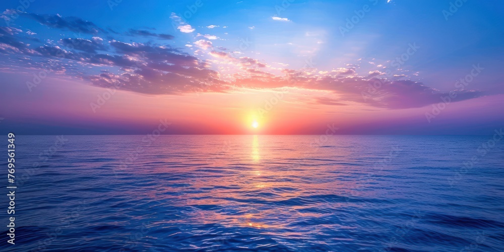 A sunrise over a calm ocean, symbolizing the dawn of hope and new beginnings. 