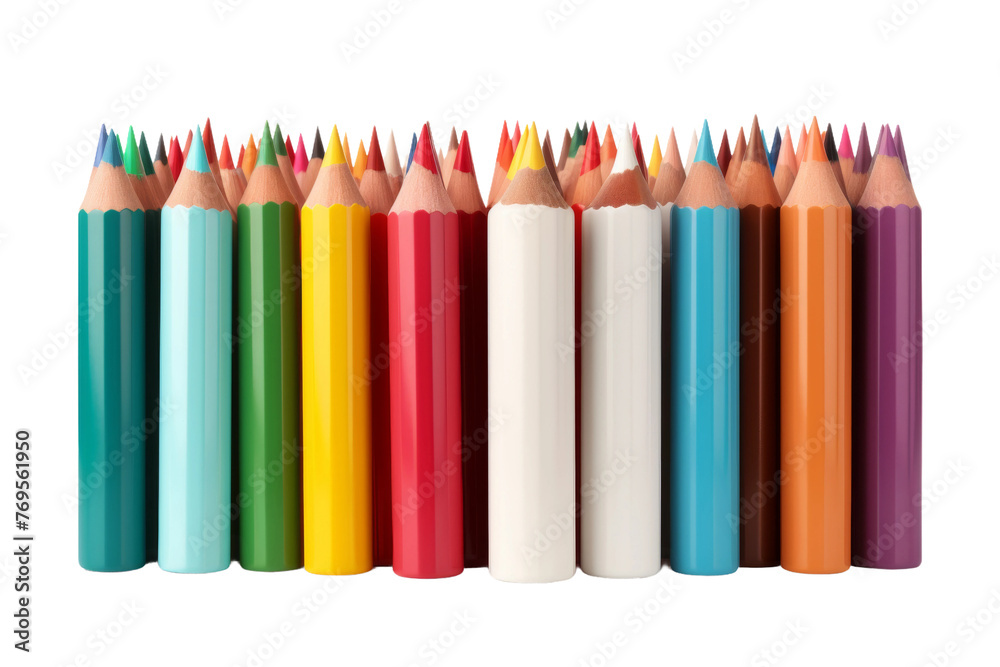 Rainbow Symphony: Vibrant Colored Pencils in Harmonious Lineup. On a White or Clear Surface PNG Transparent Background. Rainbow Symphony: Vibrant Colored Pencils in Harmonious Lineup. On a White or Clear Surface PNG Transparent Background.