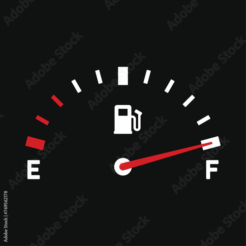 Fuel Indicator Panel on Black Background. Vector