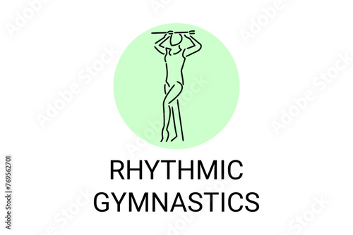 Rhythmic gymnastic sport vector line icon. practice gymnastic. sport pictogram, vector illustration